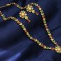 Exotic Colombia Emerald and Ruby Thai Necklace & Earrings Ethnic 22KGP Zircon
