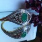New!Simple Elegant Emerald & Amethyst Bangle Estate ! 925 Sterling Silver! 18KGP