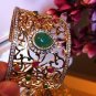 Handcrafted Design Cuff Emerald Cabochon and Ruby! 925 Sterling Silver! 18KGP
