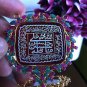 Lovely Square Yemen Agate Ruby Emerald 18k Gold Panjatan Allah Islamic Pendant!
