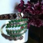 Caesars Crown Emerald & Amethyst Cuff Bangle Estate ! 925 Sterling Silver! 18KGP