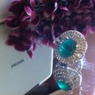 SIMPLE ELEGANT RICH NATURAL Colombia Emerald  And Zircon Ring 18KGP