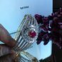 Gorgeous Design Broad Cuff Bangle Ruby Estate ! 925 Sterling Silver! 18KGP