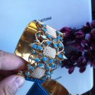 925 Sterling Silver! Handmade Skyblue Turquoise Feroza and Pearl Bangle 18KGP