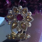 Ravishing PEARL and RUBY Stone Ring 18KGP Yellow Gold Plated