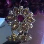 Ravishing PEARL and RUBY Stone Ring 18KGP Yellow Gold Plated