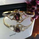 Elegant Design Amethyst Thai Bangle Bracelet 18KGP Yellow Gold