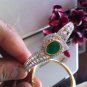 Rare 925 Sterling Silver Bangle Bracelet Colombia Emerald Estate18KGP