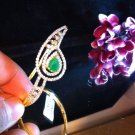 Cute Thai Filigree Bracelet Bangle Colombia Emerald Estate 18KGP Yellow Gold