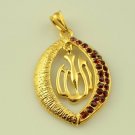Dazzle Dangle Ruby 18k Gold Filled Allah Islamic Pendant Ramadan Gift
