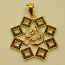 Star Octagon Ruby 18k Gold Filled Allah Islamic Pendant! Ramadan Gift