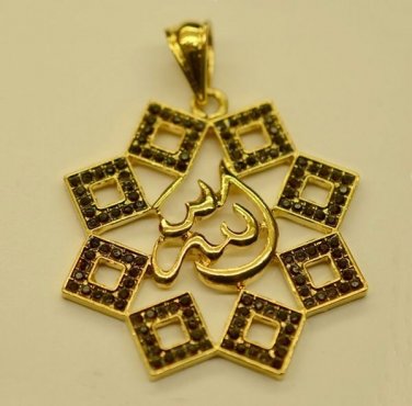 Star Octagon Ruby 18k Gold Filled Allah Islamic Pendant! Ramadan Gift