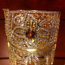 Ravishing Cuff Bangle Amethyst Center Stone 18KGP Yellow Gold