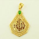 Jade Drop Ruby 18k Gold Filled Allah Islamic Pendant! Ramadan Gift