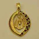 Dazzle Dangle Ruby & Peridot 18KGF Arab Allah Pendant!Lowest Price On Ebay
