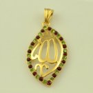 Water Drop Ruby & Peridot 18KGF Arab Allah Pendant! Lowest Price On Ebay