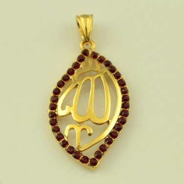 Water Drop Ruby 18KGF Arab Allah Pendant! Lowest Price On Ebay