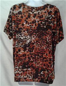 Willow Bay Multi Color Black/Brown  Short Sleeve Top Size M   NWT