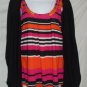NY Collection XL Multi Color 2 Fer Open Front Scoop Neck Silver Chain NWT 2113