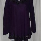 Long Sleeve  Tunic Purple  And  Black With Rinhstones On Neck Line S/M
