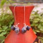 Black Flower Earrings Green Spot 20x52mm