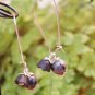 Black Flower Earrings Green Spot 20x52mm