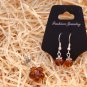 Murano Glass Flower Pendant & Earring Set Amber Pendant 19x25 chain 48cm