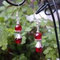 Red Earrings in silver and crackle glass 9x26mm