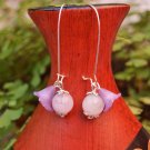 Violet Pink Flower Earrings Natural stone 20x52mm