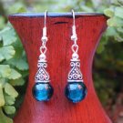 Blue Silver Cone Earrings Lampwork Glass 10x28mm
