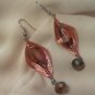 copper herringbone wrapped chocolate swarovski earrings