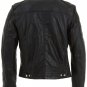 Mens Black Buckle Neck Leather Biker Jacket size Small