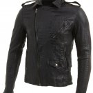 Mens Black Croc Leather Biker Jacket