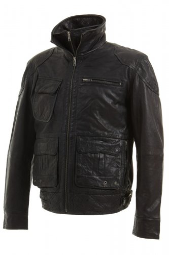 Mens Black Leather Biker Jacket