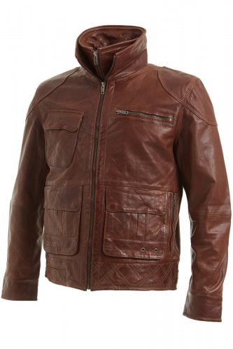 Mens Brown Leather Biker Jacket