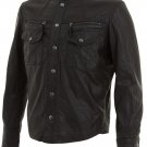 Mens Black Leather Biker Shirt Jacket