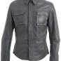 Mens Grey Leather Shirt Jacket