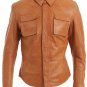 Mens Tan Leather Shirt Jacket
