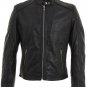 Mens Black Buckle Neck Leather Biker Jacket size 3XL