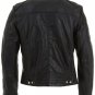Mens Black Buckle Neck Leather Biker Jacket size 3XL