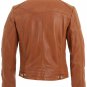 Mens Tan Buckle Neck Leather Biker Jacket size 2XL