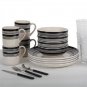 NEW DINNERWARE Black-Striped Dinnerware Sets 28 Pieces Microwave/Dishwasher Safe