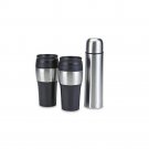Stainless Steel 3 Pc Set Insulated Bottle Travel Beverage Coffee Mug and Thermos