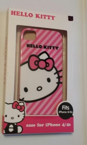 CUTE HELLO KITTY Protective CASE Pink Stripe fits iPhone 4/4s DURABLE HARDSHELL