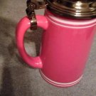 THRESHOLD DRINKWARE MUL Lidded Stein Stoneware Red CERAMIC w/ LID FREE SHIPPING