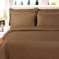 1000TC STRIPE CHOCOLATE QUEEN SIZE SHEET SET - 100% EGYPTIAN COTTON