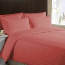 1000TC STRIPE BRICK RED QUEEN SIZE DUVET SET - 100% EGYPTIAN COTTON