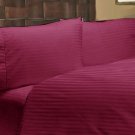 1000TC STRIPE BURGUNDY QUEEN SIZE FLAT SHEET - 100% EGYPTIAN COTTON