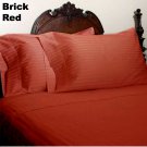 1000TC STRIPE BRICK RED OLYMPIC QUEEN SIZE SHEET SET - 100% EGYPTIAN COTTON