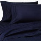 1000TC STRIPE NAVY BLUE OLYMPIC QUEEN SIZE SHEET SET - 100% EGYPTIAN COTTON